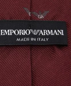 Emporio Armani Red Logo Silk Jacquard Tie For Men -Emporio Armani sale luxury men emporio armani used accessories p594694 002