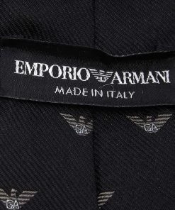 Emporio Armani Black Logo Silk Jacquard Tie For Men -Emporio Armani sale luxury men emporio armani used accessories p594702 002