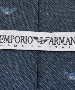 Emporio Armani Navy Blue Logo Silk Jacquard Tie For Men -Emporio Armani sale luxury men emporio armani used accessories p605041 003