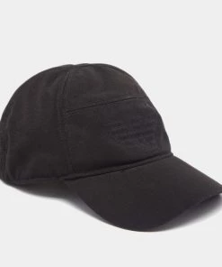 Emporio Armani Emprio Armani Black Cady Logo Embroidered Baseball Cap For Men