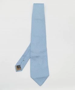 Emporio Armani Vintage Blue Jacquard Silk Tie For Men