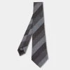 Emporio Armani Grey Striped Micro Jacquard Silk Tie For Men -Emporio Armani sale luxury men emporio armani used accessories p647745 001