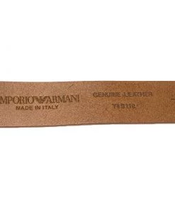 Emporio Armani Brown Leather Logo Belt 95CM For Men -Emporio Armani sale luxury men emporio armani used accessories p79085 003