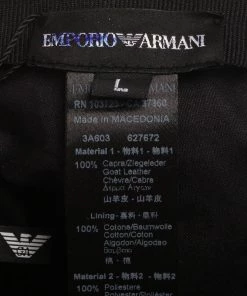 Emporio Armani Black Perforated Leather Baseball Cap L For Men -Emporio Armani sale luxury men emporio armani used accessories p82572 0005