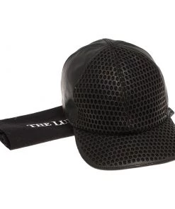 Emporio Armani Black Perforated Leather Baseball Cap L For Men -Emporio Armani sale luxury men emporio armani used accessories p82572 0006