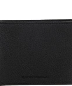 Emporio Armani Black Leather Bifold Wallet For Men