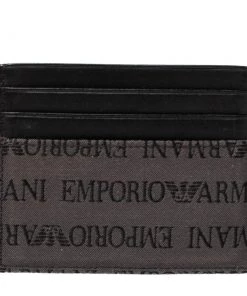 Emporio Armani Grey/Black Leather Card Holder For Men -Emporio Armani sale luxury men emporio armani used bags p308125 002