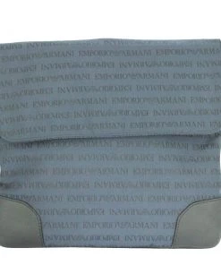 Emporio Armani Blue/Black Leather Logo Messenger Bag For Men