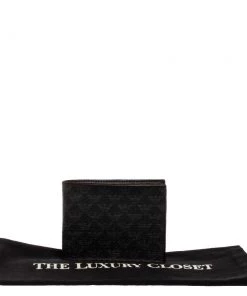 Emporio Armani Black Signature Coated Canvas Bifold Compact Wallet For Men -Emporio Armani sale luxury men emporio armani used bags p330072 002