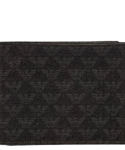 Emporio Armani Black Signature Coated Canvas Bifold Compact Wallet For Men
