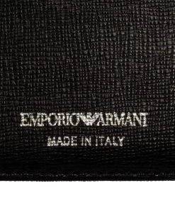 Emporio Armani Black Signature Coated Canvas Bifold Compact Wallet For Men -Emporio Armani sale luxury men emporio armani used bags p330072 010