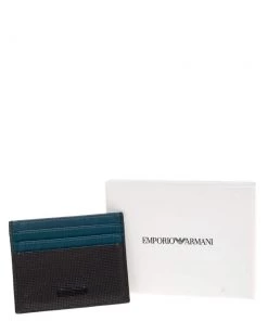 Emporio Armani Blue/Black Leather Card Holder For Men -Emporio Armani sale luxury men emporio armani used bags p406716 001
