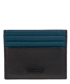 Emporio Armani Blue/Black Leather Card Holder For Men