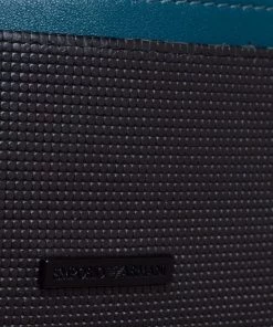 Emporio Armani Blue/Black Leather Card Holder For Men -Emporio Armani sale luxury men emporio armani used bags p406716 010
