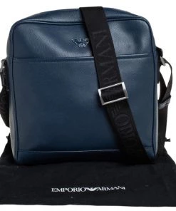 Emporio Armani Blue Leather Messenger Bag For Men -Emporio Armani sale luxury men emporio armani used bags p458443 006