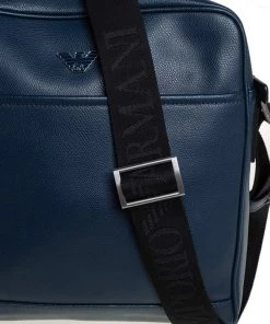 Emporio Armani Blue Leather Messenger Bag For Men -Emporio Armani sale luxury men emporio armani used bags p458443 007