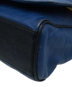 Emporio Armani Blue Leather Logo Print Messenger Bag For Men -Emporio Armani sale luxury men emporio armani used bags p50953 011