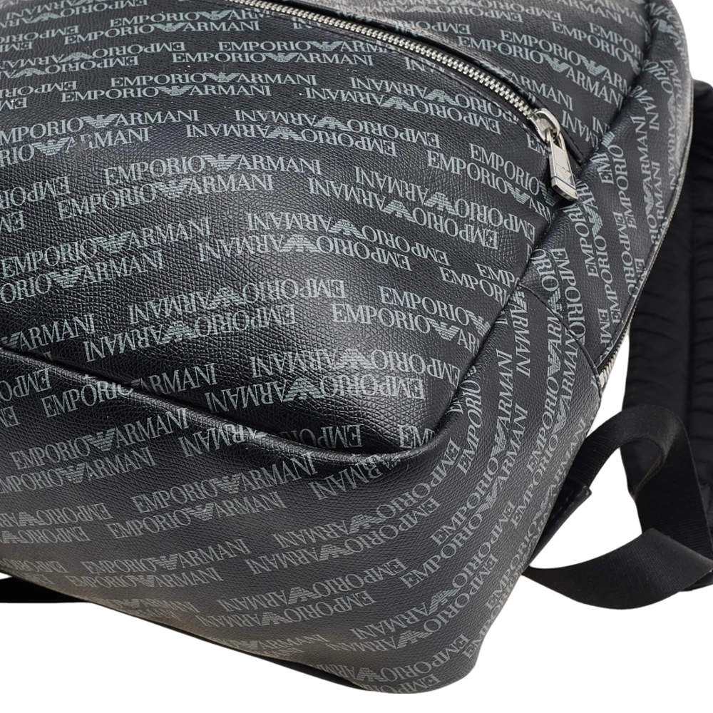 Emporio Armani Black Logo Print Synthetic Leather Backpack For Men 13 Emporio Armani Black Logo Print Synthetic Leather Backpack For Men - Image 11