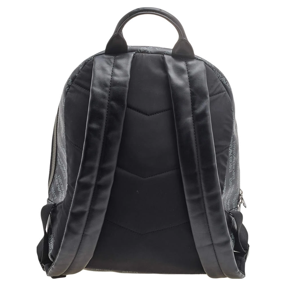 Emporio Armani Black Logo Print Synthetic Leather Backpack For Men 6 Emporio Armani Black Logo Print Synthetic Leather Backpack For Men - Image 4
