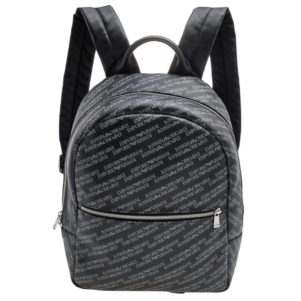 Emporio Armani Black Logo Print Synthetic Leather Backpack For Men 3 Emporio Armani Black Logo Print Synthetic Leather Backpack For Men