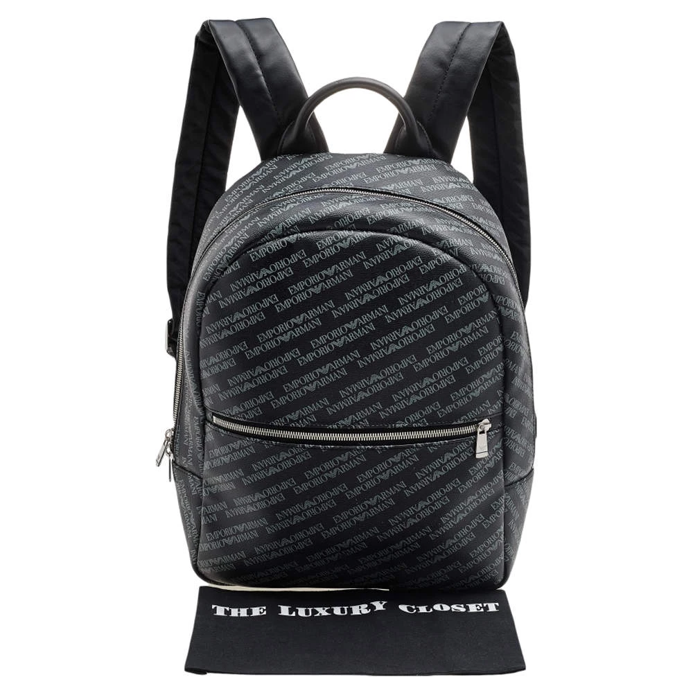 Emporio Armani Black Logo Print Synthetic Leather Backpack For Men 11 Emporio Armani Black Logo Print Synthetic Leather Backpack For Men - Image 9
