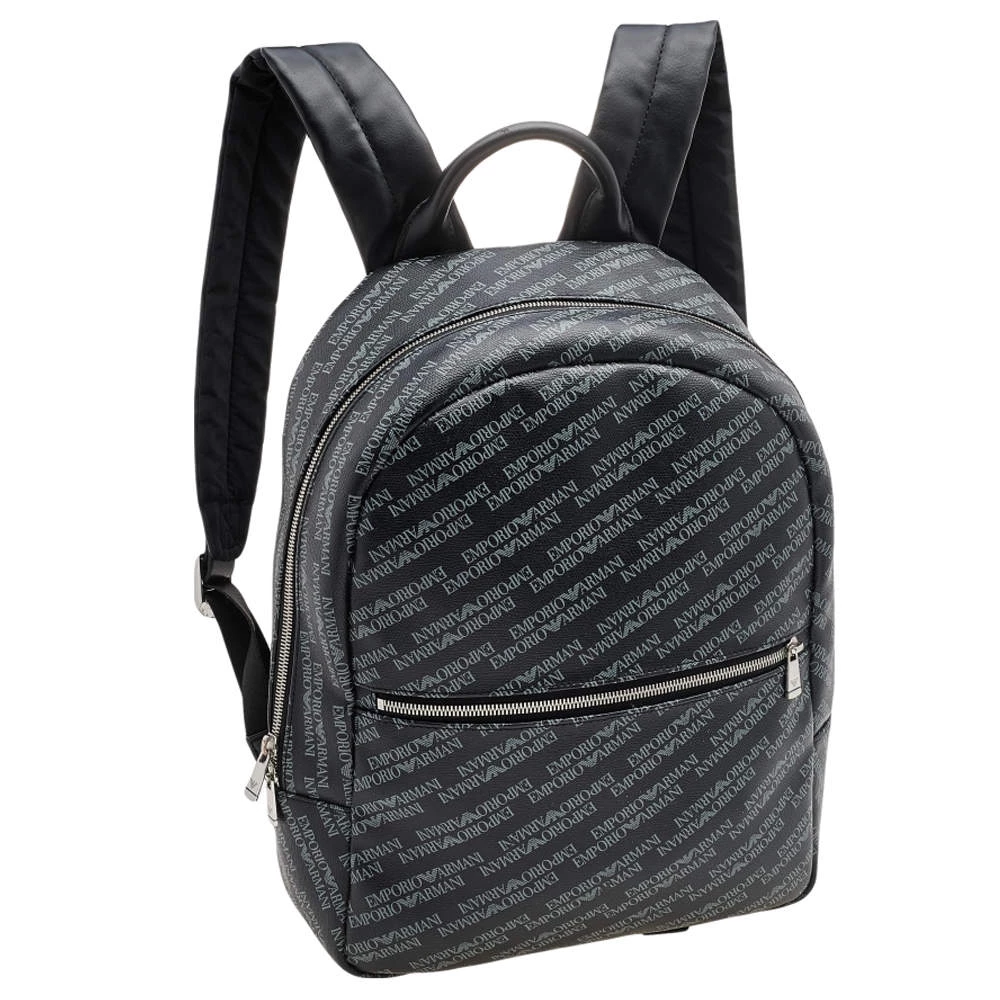 Emporio Armani Black Logo Print Synthetic Leather Backpack For Men 5 Emporio Armani Black Logo Print Synthetic Leather Backpack For Men - Image 3