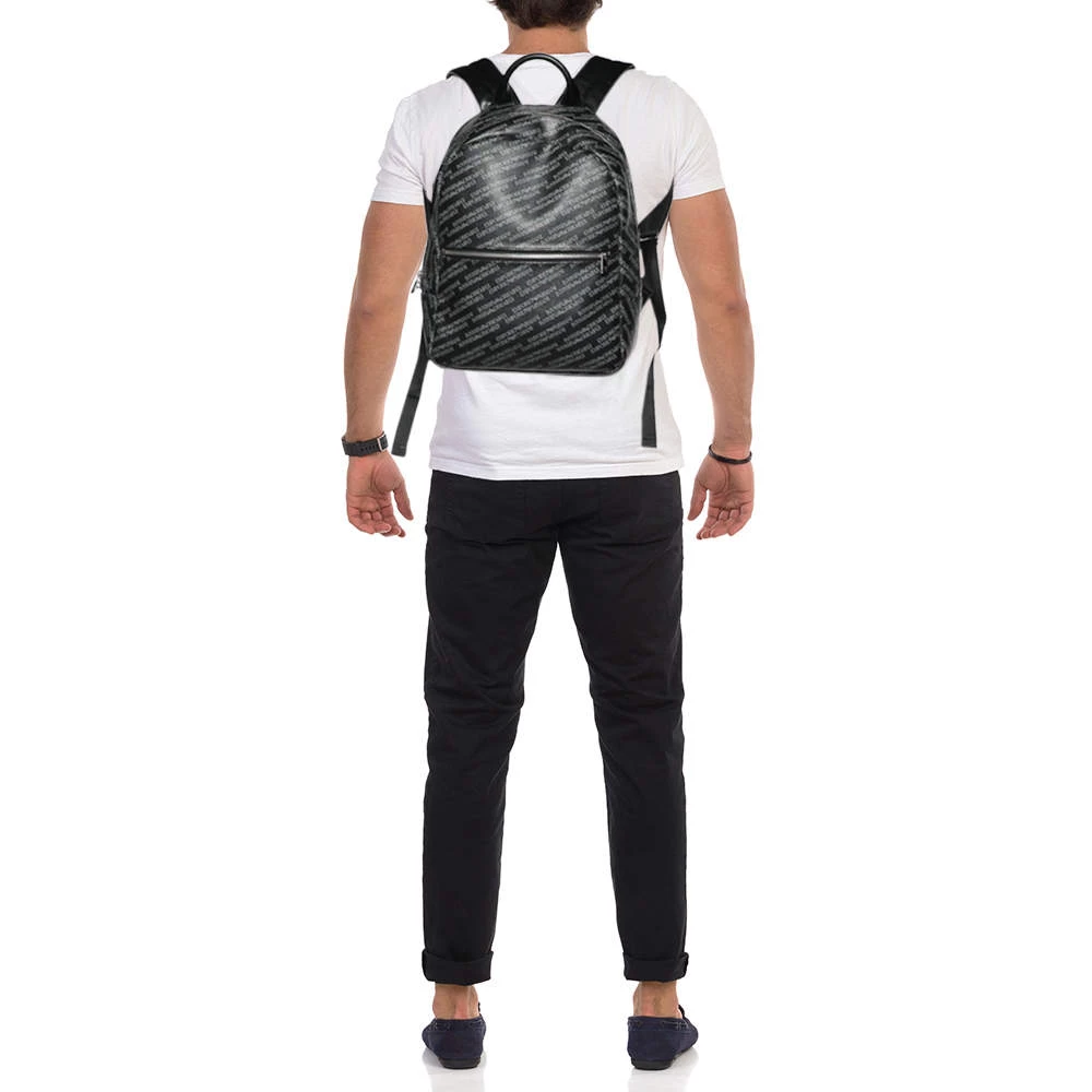 Emporio Armani Black Logo Print Synthetic Leather Backpack For Men 4 Emporio Armani Black Logo Print Synthetic Leather Backpack For Men - Image 2
