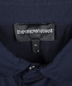 Emporio Armani Navy Blue Cotton Elasticized Bottom Detail Polo T-Shirt XL For Men -Emporio Armani sale luxury men emporio armani used clothes p103978 005