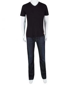 Emporio Armani Indigo Dark Wash Denim Faded Effect Distressed Jeans XL For Men 10 Emporio Armani Indigo Dark Wash Denim Faded Effect Distressed Jeans XL For Men -Emporio Armani sale luxury men emporio armani used clothes p112695 002