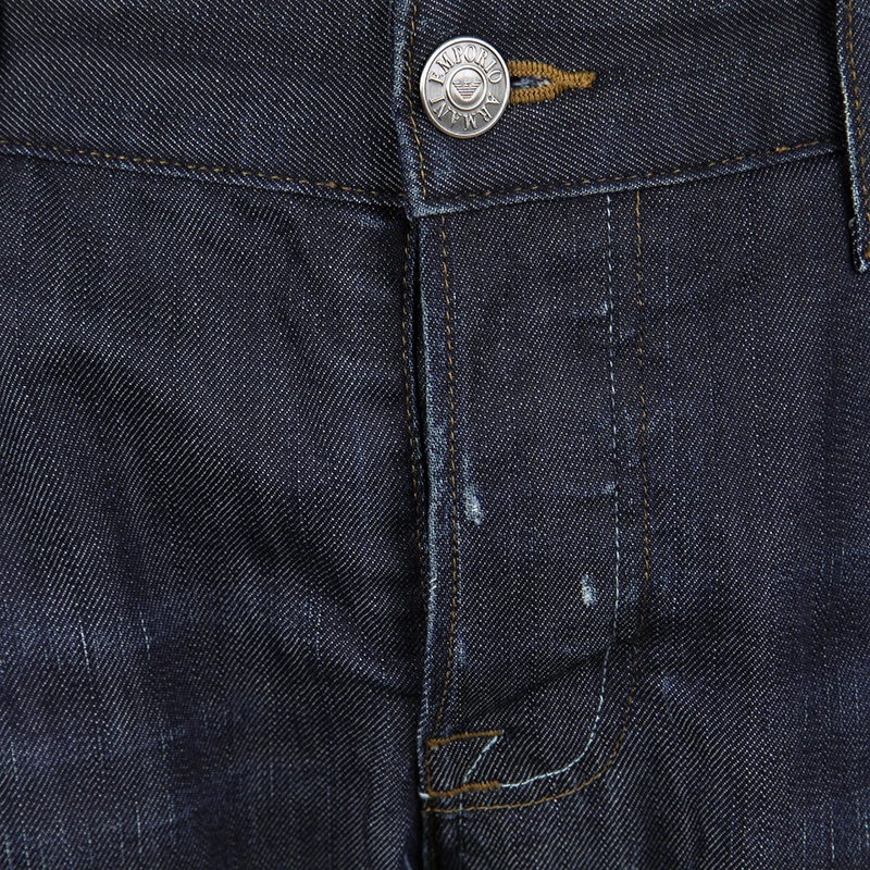 Emporio Armani Indigo Dark Wash Denim Faded Effect Distressed Jeans XL For Men 6 Emporio Armani Indigo Dark Wash Denim Faded Effect Distressed Jeans XL For Men - Image 4