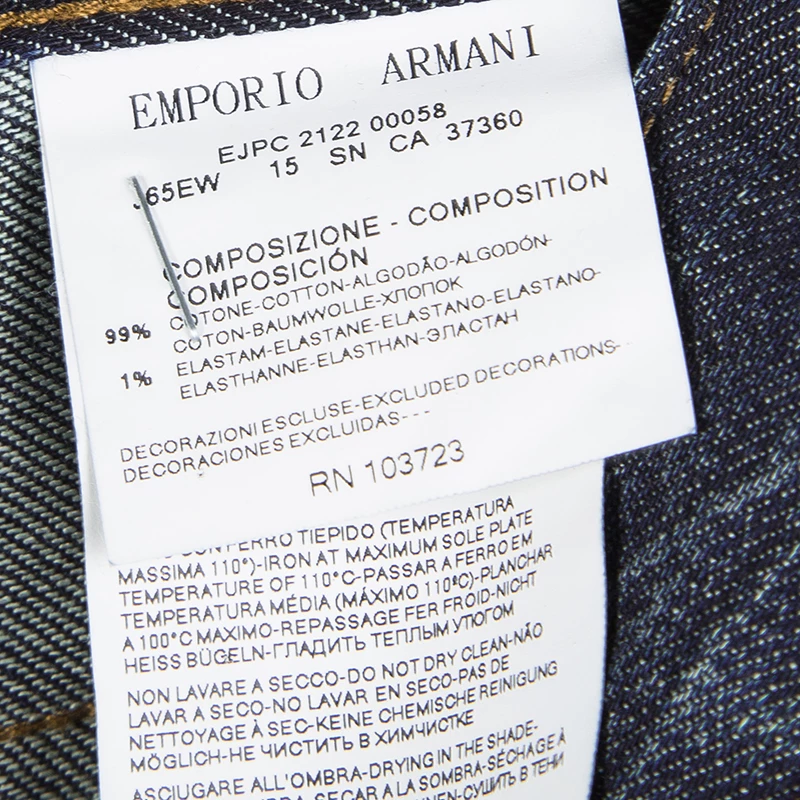 Emporio Armani Indigo Dark Wash Denim Faded Effect Distressed Jeans XL For Men 9 Emporio Armani Indigo Dark Wash Denim Faded Effect Distressed Jeans XL For Men - Image 7