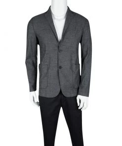 Emporio Armani Grey Wool Jacket M For Men -Emporio Armani sale luxury men emporio armani used clothes p123274 002