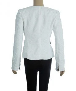 Emporio Armani White Floral Textured Jacket S For Men -Emporio Armani sale luxury men emporio armani used clothes p12498 0003