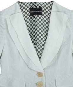 Emporio Armani White Floral Textured Jacket S For Men -Emporio Armani sale luxury men emporio armani used clothes p12498 0004
