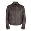 Emporio Armani Brown Embossed Leather Zip Front Jacket XL For Men