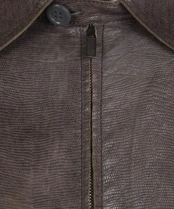 Emporio Armani Brown Embossed Leather Zip Front Jacket XL For Men -Emporio Armani sale luxury men emporio armani used clothes p127853 0004