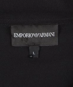 Emporio Armani Black Honeycomb Knit Asymmetric Detail Printed Polo T-Shirt L For Men -Emporio Armani sale luxury men emporio armani used clothes p129694 0005