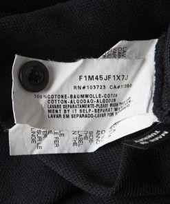 Emporio Armani Black Honeycomb Knit Asymmetric Detail Printed Polo T-Shirt L For Men -Emporio Armani sale luxury men emporio armani used clothes p129694 0006