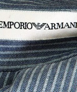 Emporio Armani Grey And Blue Chevron Pattern Striped Long Sleeve Shirt 3XL For Men -Emporio Armani sale luxury men emporio armani used clothes p142607 0005