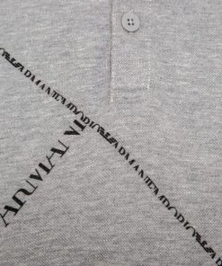 Emporio Armani Grey Honeycomb Knit Logo Printed Polo T-Shirt L For Men -Emporio Armani sale luxury men emporio armani used clothes p149705 0004
