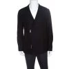 Emporio Armani Black Frayed Trim Wool Jacket XL For Men