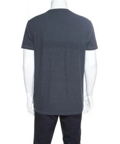 Emporio Armani Grey Textured Knit Short Sleeve T-Shirt XXL For Men -Emporio Armani sale luxury men emporio armani used clothes p154854 0003