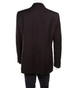 Emporio Armani Brown Pinstriped Wool Josh Line Tailored Blazer 3XL For Men -Emporio Armani sale luxury men emporio armani used clothes p174643 001