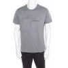Emporio Armani Grey Logo Embroidered Cotton Jersey Crew Neck T-Shirt L For Men -Emporio Armani sale luxury men emporio armani used clothes p186516 003