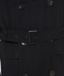 Emporio Armani Black Wool Blend Fur Lined Quilted Vest Detail Overcoat XXL For Men -Emporio Armani sale luxury men emporio armani used clothes p213479 008