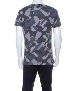 Emporio Armani Grey Camouflage Print Cotton T-Shirt XXL For Men -Emporio Armani sale luxury men emporio armani used clothes p222343 001