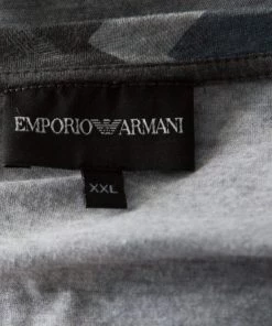 Emporio Armani Grey Camouflage Print Cotton T-Shirt XXL For Men -Emporio Armani sale luxury men emporio armani used clothes p222343 002