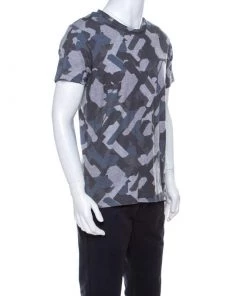 Emporio Armani Grey Camouflage Print Cotton T-Shirt XXL For Men -Emporio Armani sale luxury men emporio armani used clothes p222343 003