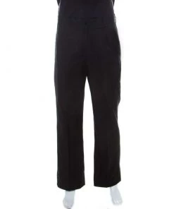 Emporio Armani Black Cotton Regular Fit Trousers XL For Men
