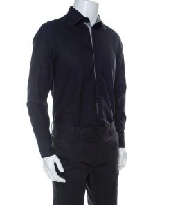 Emporio Armani Navy Blue Cotton Supreme Shirt L For Men -Emporio Armani sale luxury men emporio armani used clothes p237148 002